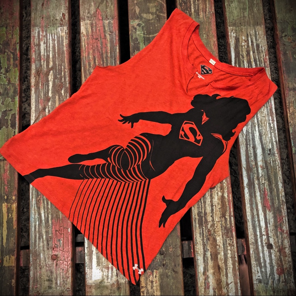 Under Armour DC Comics Superwoman Red Muscle Tee Workout Top